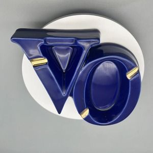 Seagram’s VO Canadian Whiskey Cobalt Blue & Gold Ash Tray